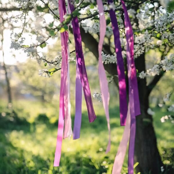 geokkon_Purple_and_pink_ribbons_hanging_from_tree_branches_in_t.v023